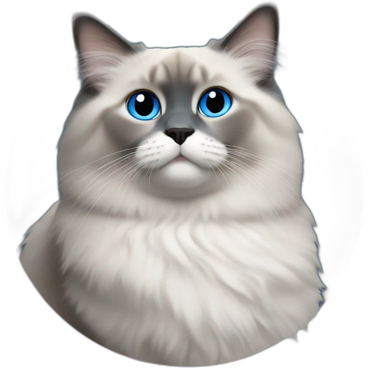 Blue mitted ragdoll with Pepsi emoji