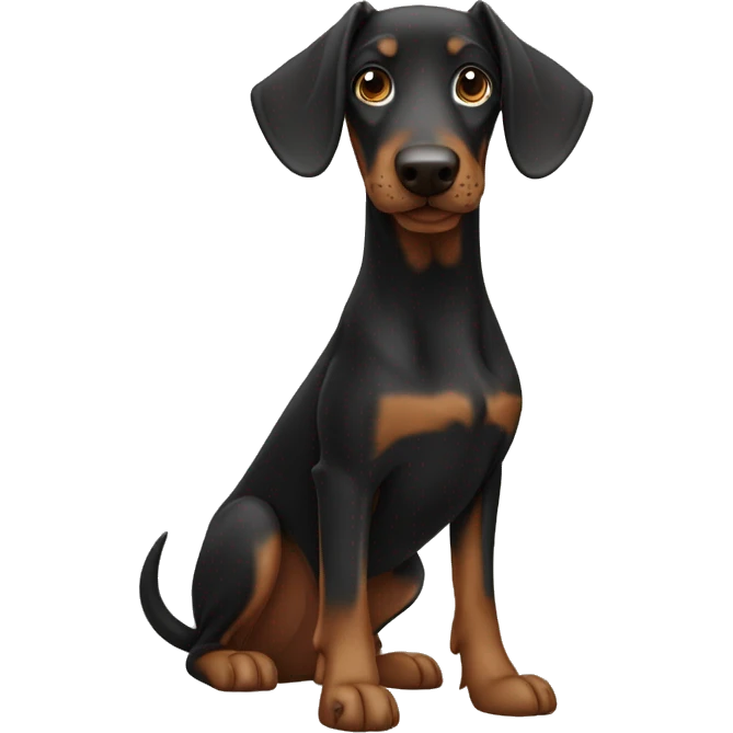 Doberman with curly haired girl  emoji