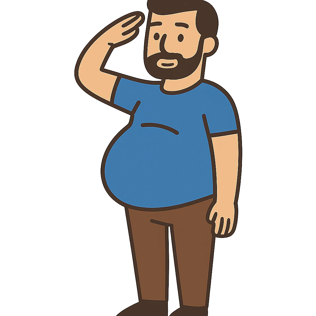 flat toon style pregnant man saluting emoji