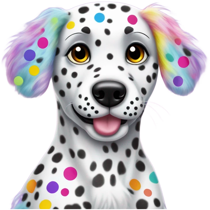 Lisa Frank Dalmatian with rainbow spots on fur emoji