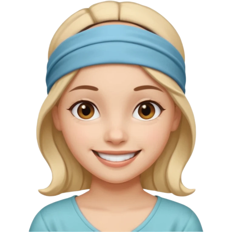 Girl wearing cloth headband and smile emoji