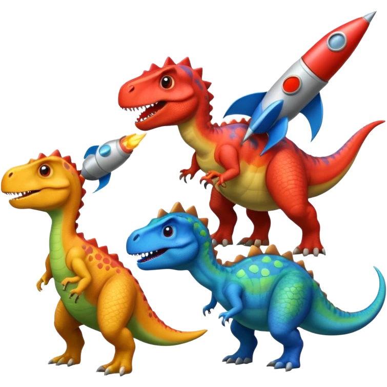 Dinosaurs with Rocket emoji