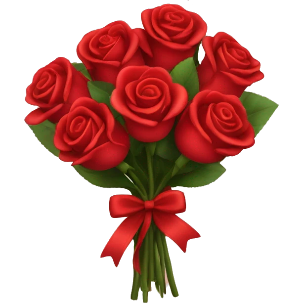 Bouquet of red roses attached with a small red bow emoji