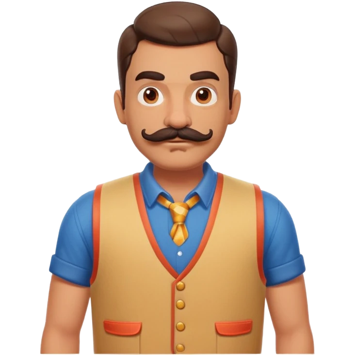 The neighbor character from Hello Neighbor game with mustache and vest emoji