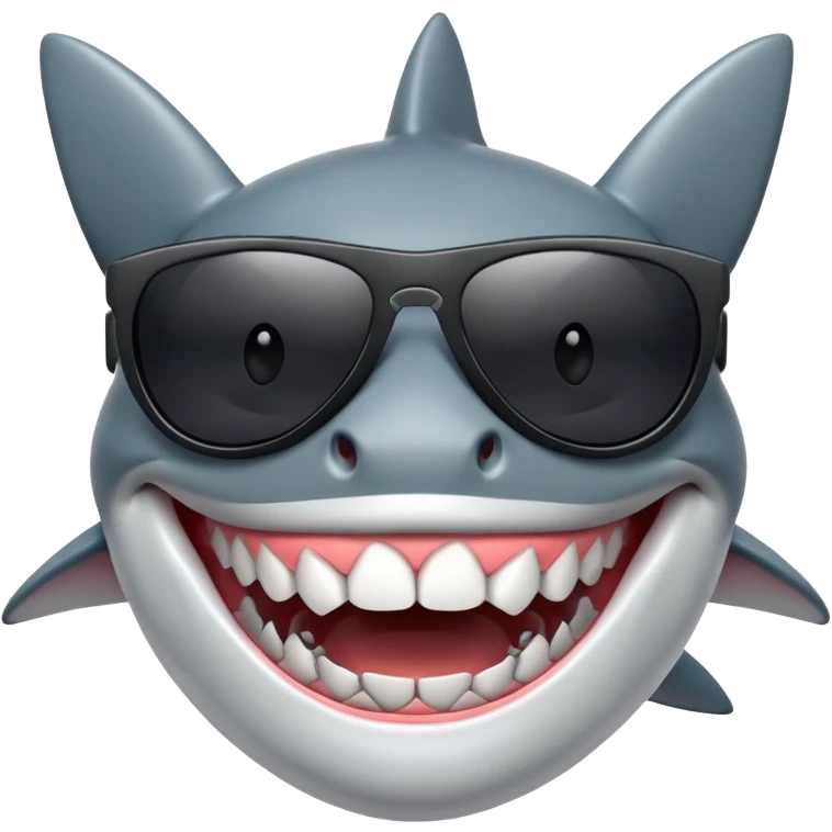 shark with white teeth wearing black sunglasses emoji