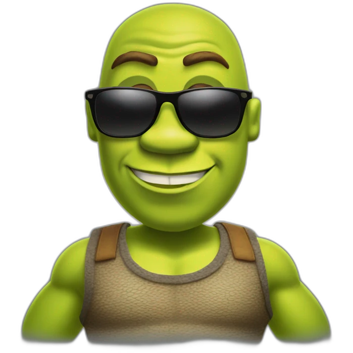 Shrek fulltime fitness body with sunglass emoji