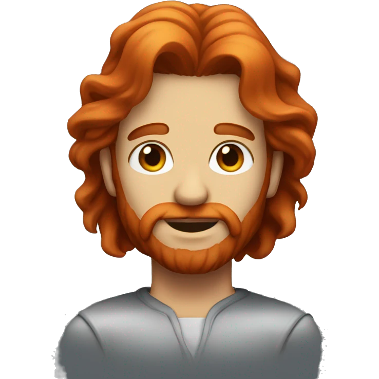Man with long red hair and red eyes, he has small beard emoji