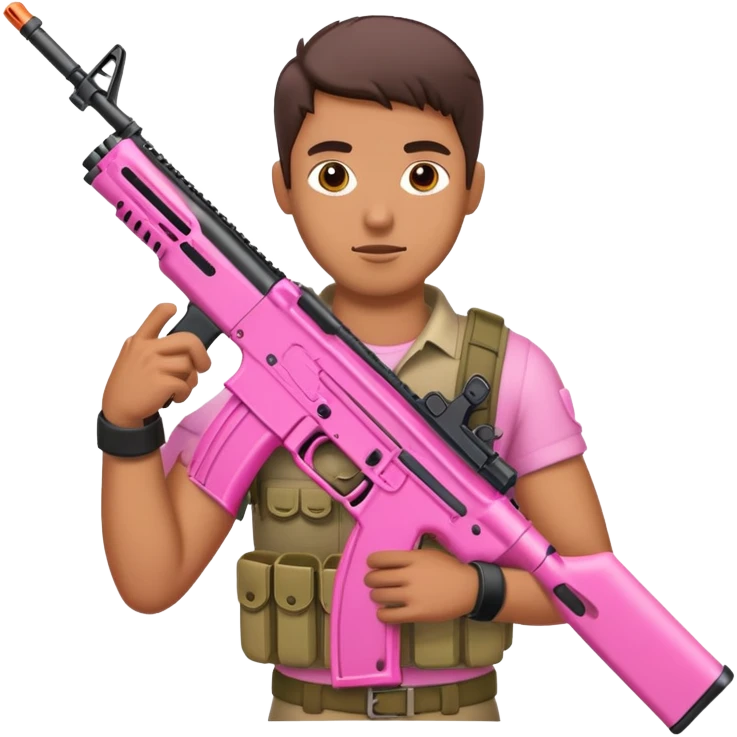 Man holding pink assault rifle emoji