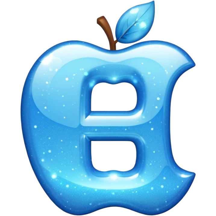 sparkle light blue letter D, apple style emoji, variation 3 emoji