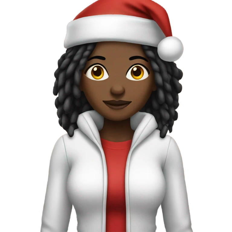 Black female santa with black dreadlocks emoji