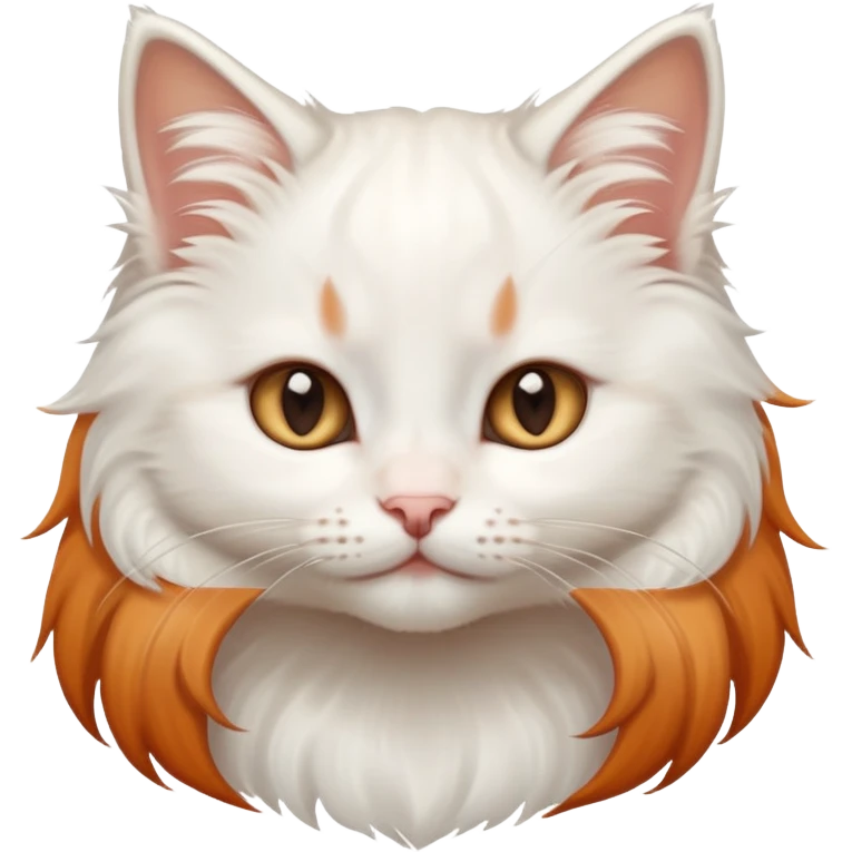 Long-haired cute white kitten with a little ginger on its head emoji
