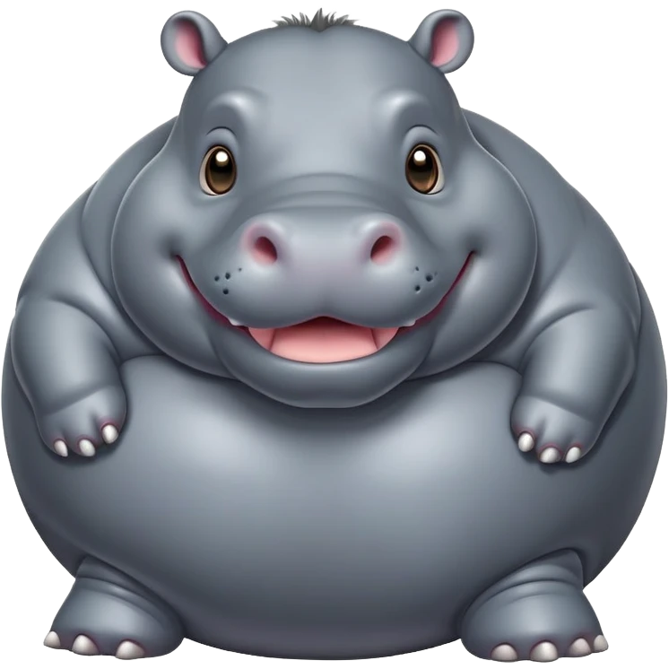 Fat cute hippopotamus emoji