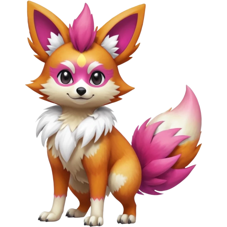 Electric girly feminine elegant lanky realistic shiny glittery shimmering shimming snowy white pink magenta feathery Fennekin-Growlithe-Electrike-fusion-Fakemon-Pokémon-creature (full body) emoji