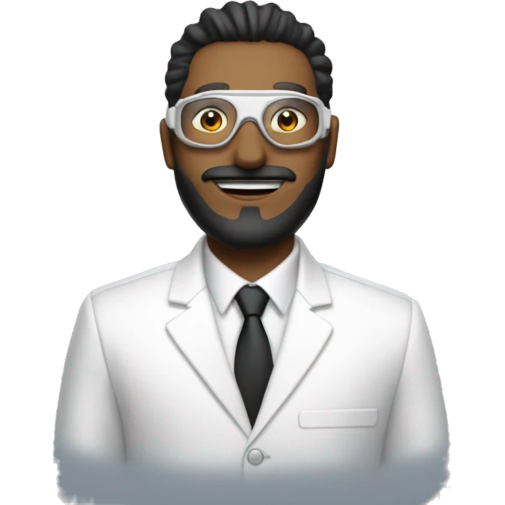 blad man with single spike with goggles in white suit with chin beard and earrings  emoji