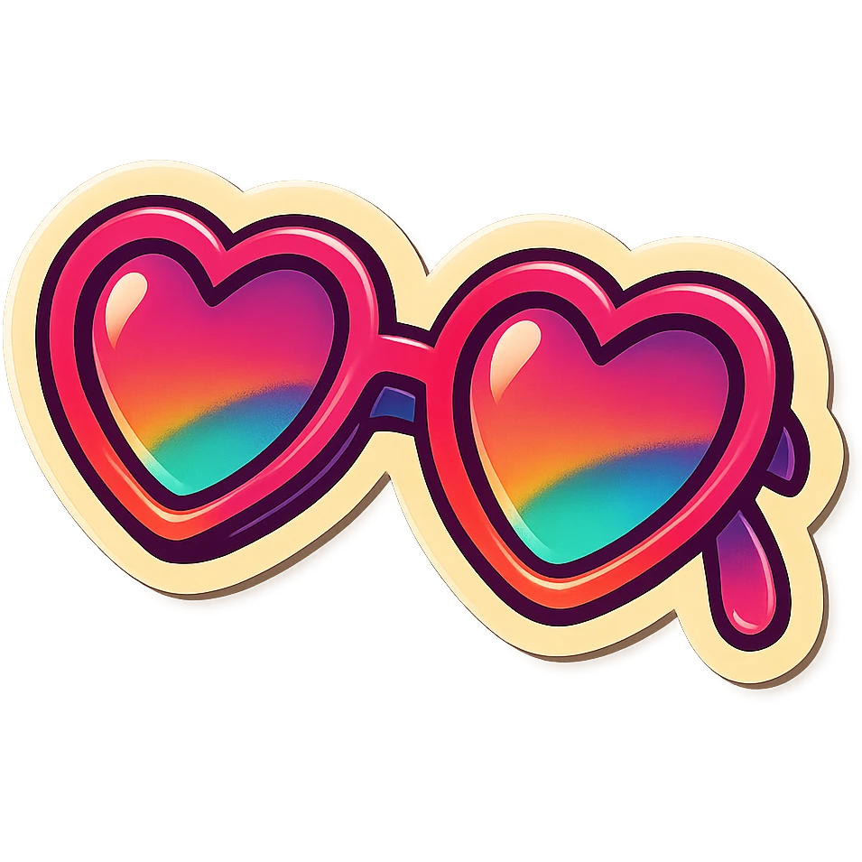 retro sticker of a pair of heart-shaped sunglasses emoji