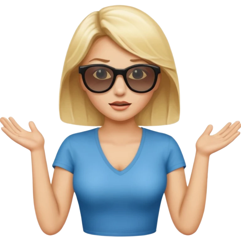 blonde woman shrugging with sunglasses on  emoji