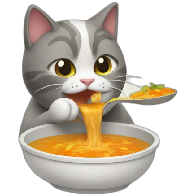 cat eating a pot of soup emoji