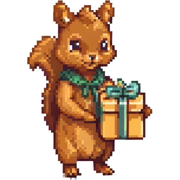 squirrel holding a gift in one hand emoji