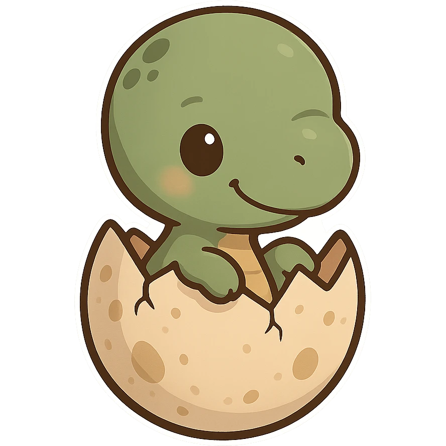 一颗恐龙蛋，蛋里有个恐龙宝宝探出头来 emoji