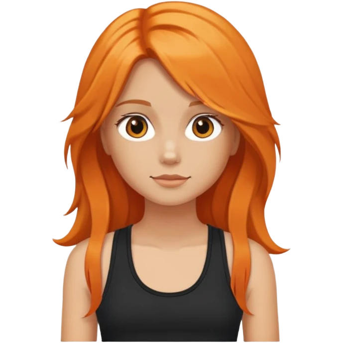 an american girl with orange long hair using black tank top and have sexy body emoji