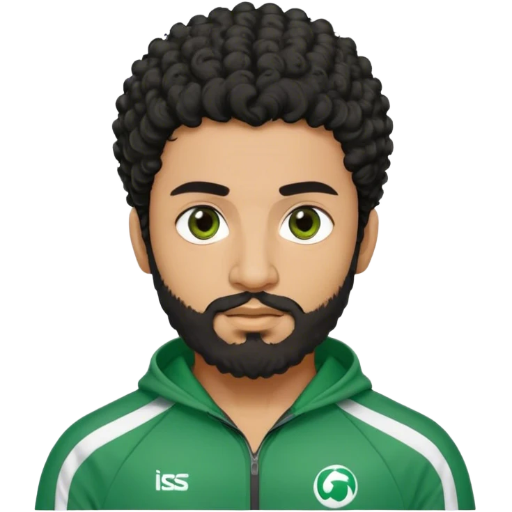 Abdul Ali : Age: Late 20s
Appearance: A strong-built South Asian man with curly black hair, a beard, and dark brown eyes.
Outfit: Green player tracksuit  emoji