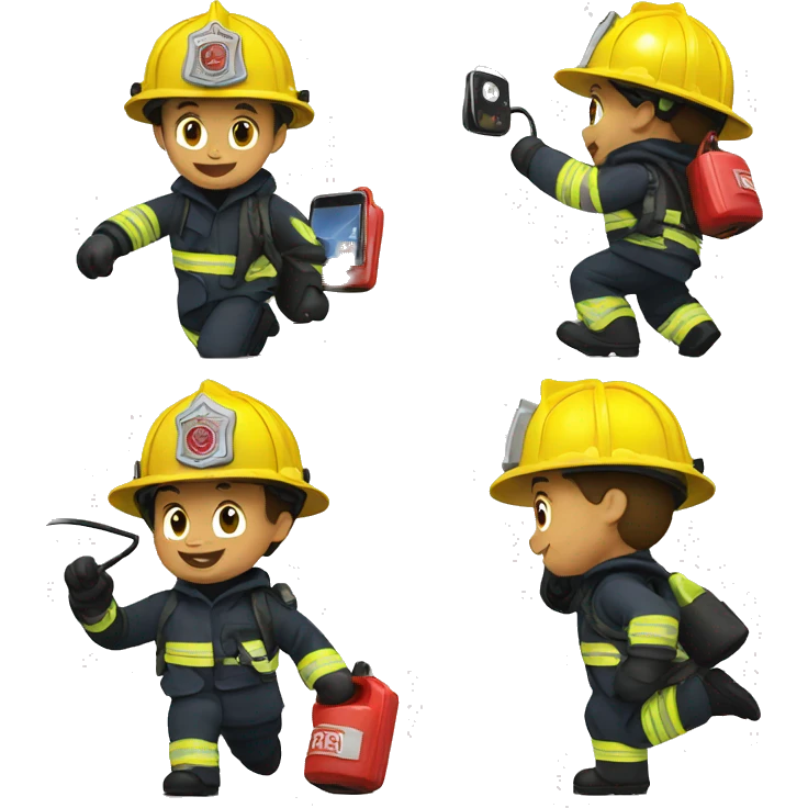 Firefighter charging his phone  emoji