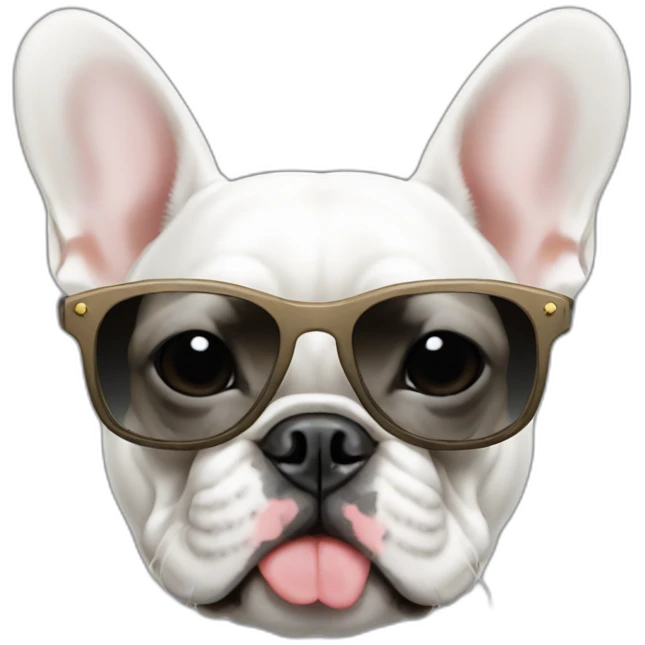 white FRENCH BULLDOg with sunglasses emoji