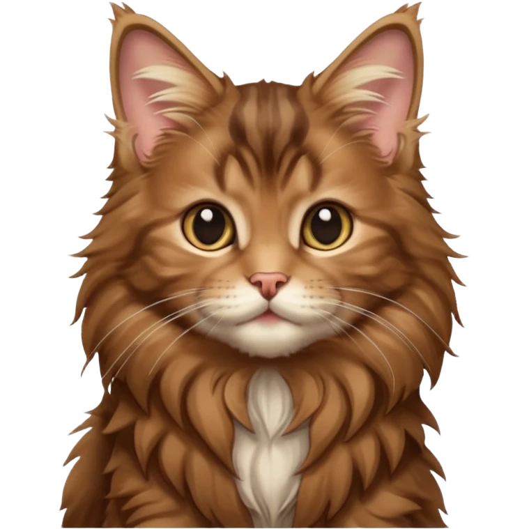 A high-resolution photo-realistic digital illustration of a brown maine coon kitten, chest upward emoji