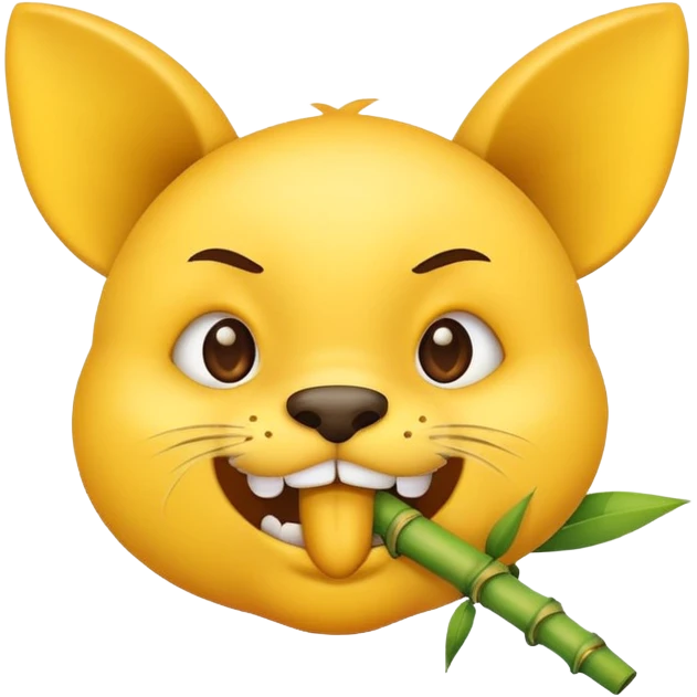 cute emoji face with determined expression biting bamboo muzzle emoji