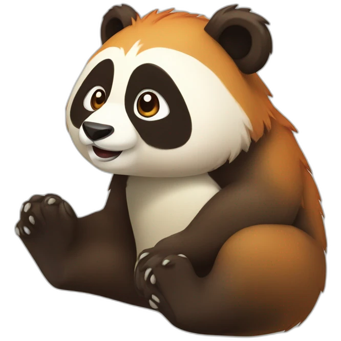 Un panda roux sur un Tanuki emoji