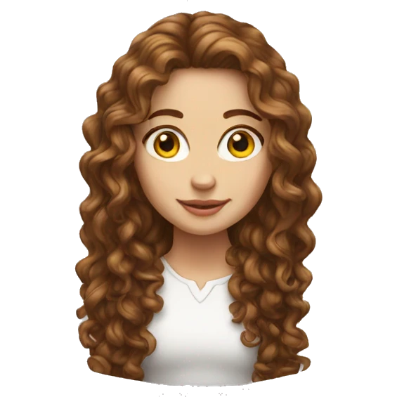 White girl with long brown curly hair. full view emoji
