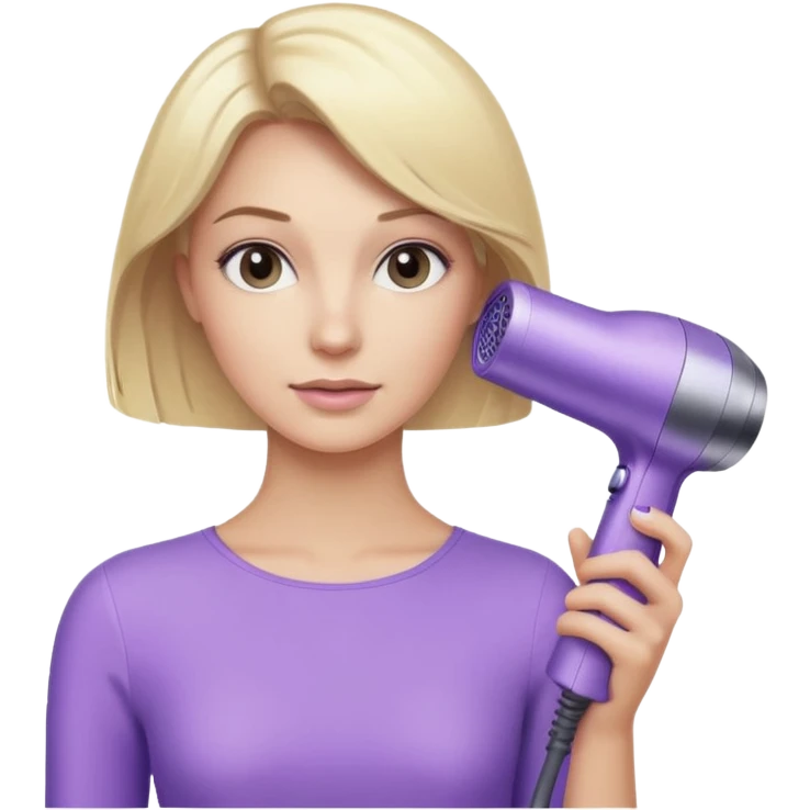 blonde woman holding a light purple Dyson hair dryer emoji