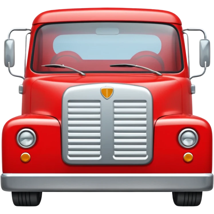 red truck with a plate showing white "TIR" on the front emoji