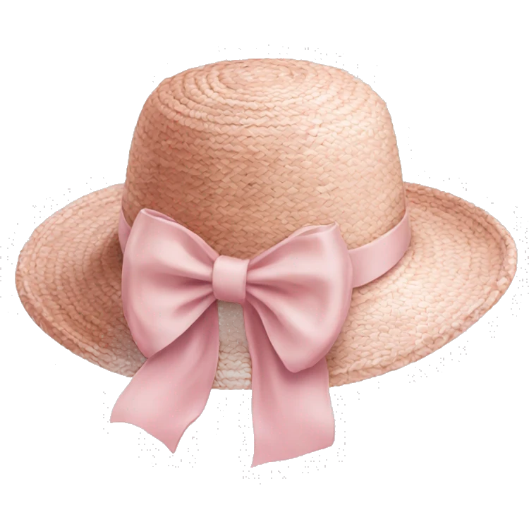 straw hat with bow pastel pink emoji