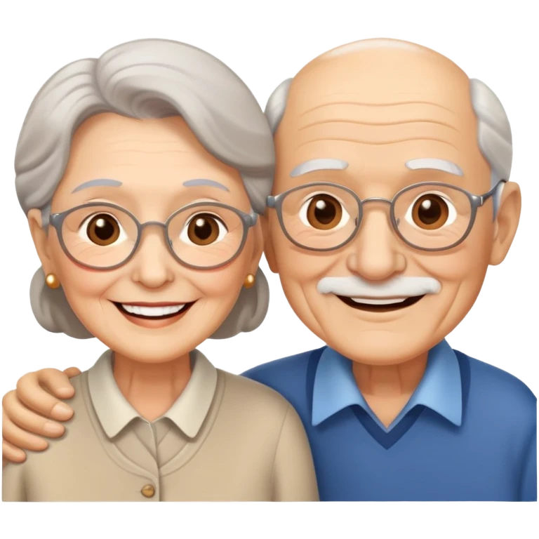 elderly couple smiling, grandparents emoji