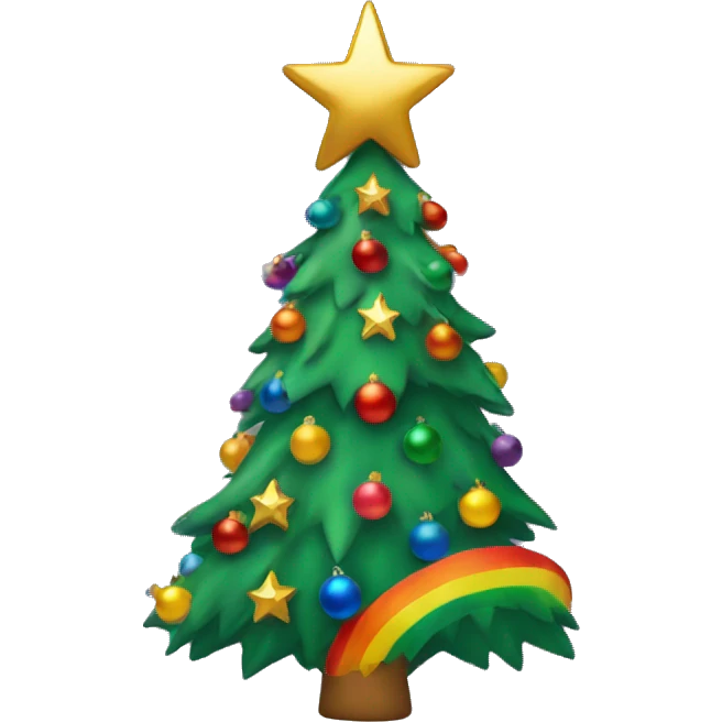 Rainbow Christmas tree with gold star emoji