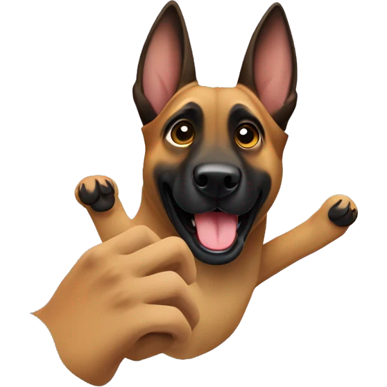 malinois say hello with hand emoji