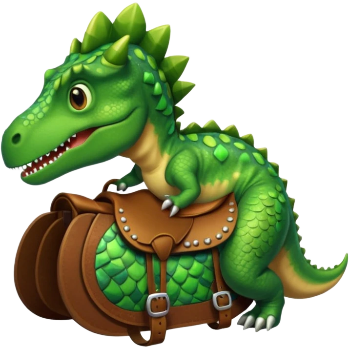 Dinosaur in saddle, front face emoji