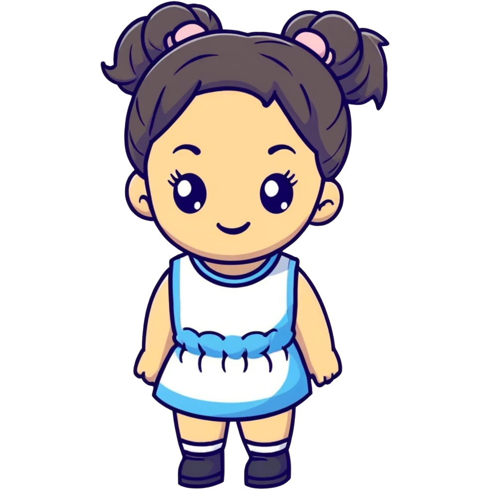 cute cartoon girl with pigtails emoji