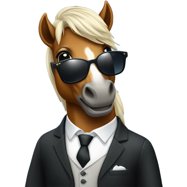 Horse wearing sunglasses and a suit emoji