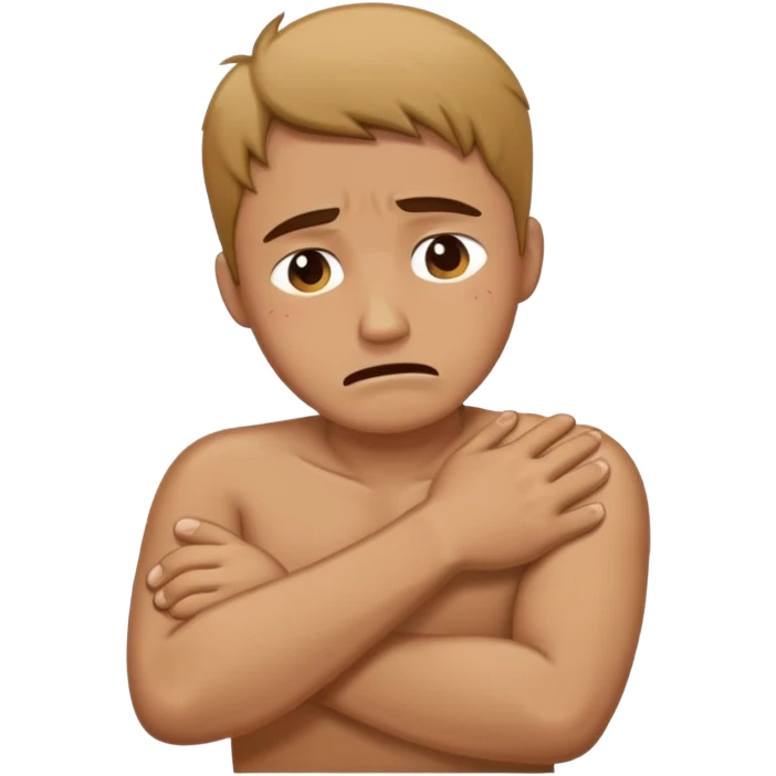Man with crossed arms grabbing his back crying  emoji