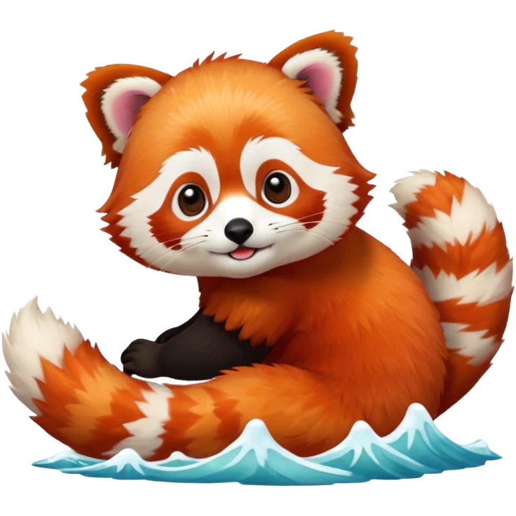 Red Panda 2d wave bye cute emoji