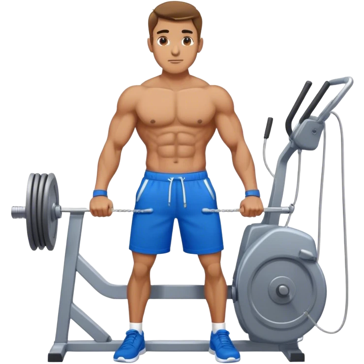 fit man with blue shorts using cable-machine emoji