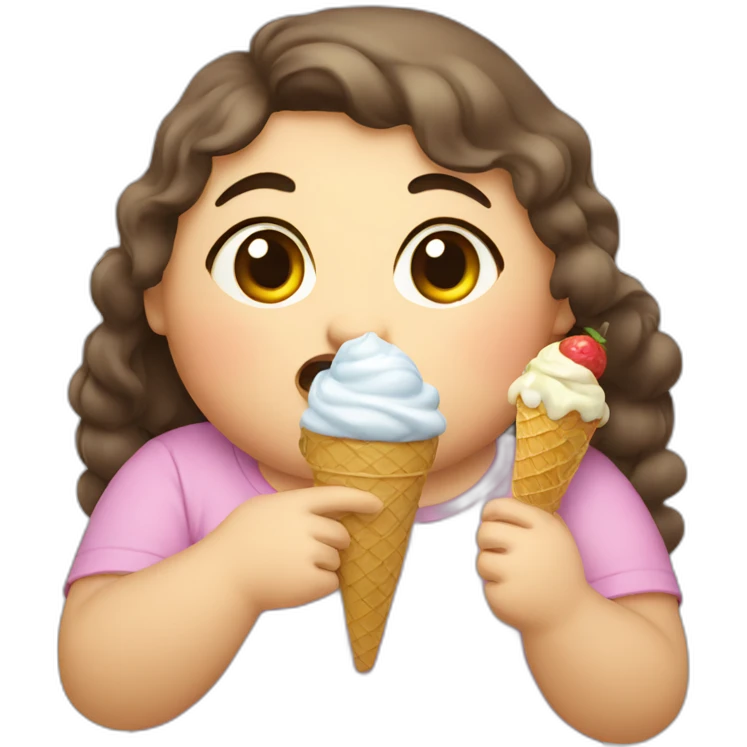 Chubby Girl eating ice cream emoji