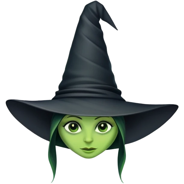 Black pointed witch hat, Elphaba style emoji