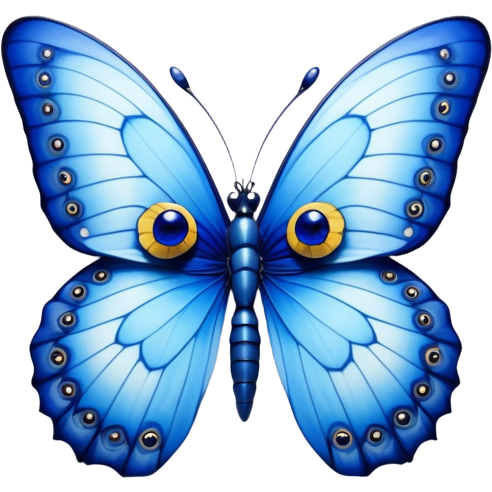 Cinematic Realistic Comical Blue Butterfly Portrait Emoji, Head tilted dramatically with an exaggeratedly amused expression, featuring striking, vividly detailed sapphire wings with playful, intricate patterns and wide, expressive eyes brimming with humorous disbelief, rendered with lifelike clarity and vibrant natural hues, high shine, dramatic yet playful, styled with an air of cheeky floral mischief, soft glowing outline, capturing the essence of a spirited and over‐the‐top blue butterfly that looks ready to flutter its way into viral fame! emoji
