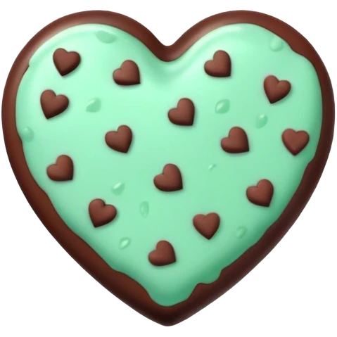 Mint green heart with chocolate chips  emoji