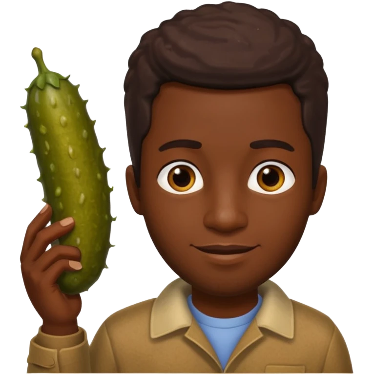 Black man holding a long brown pickle  emoji
