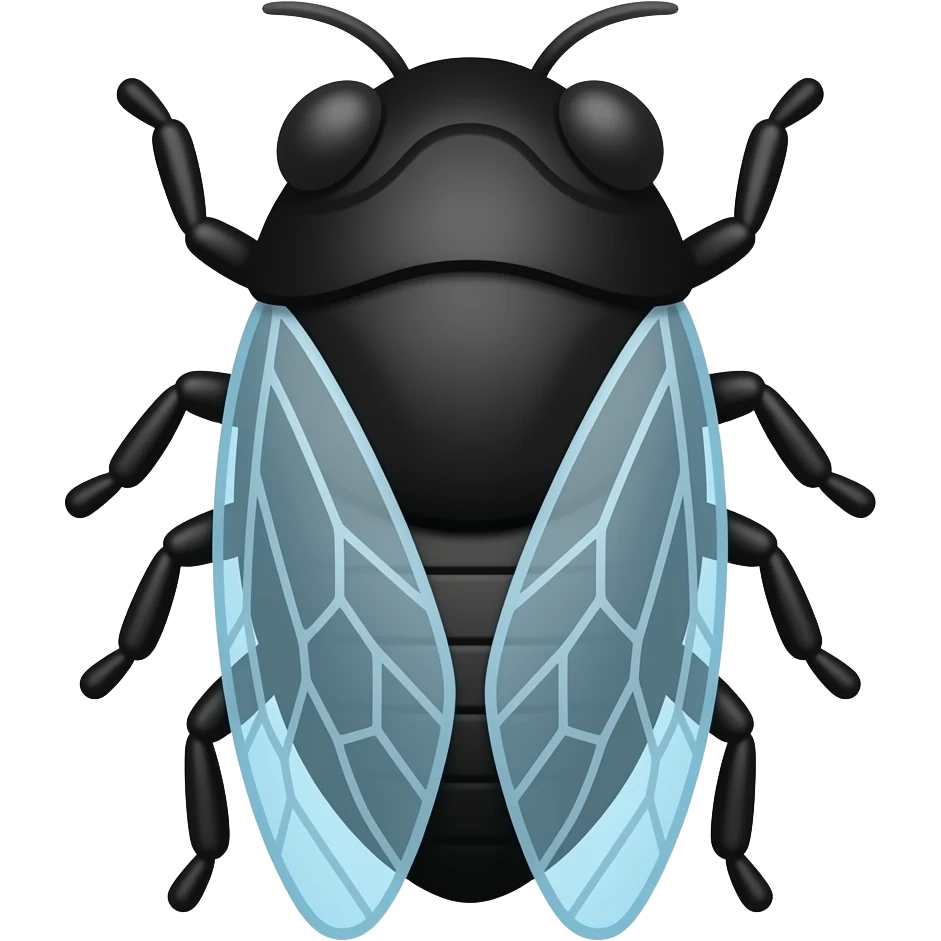 black kawaï cute cicada emoji