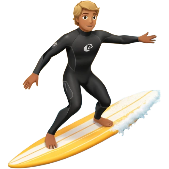 A surfer riding a large wave, skillfully balancing on their board as the ocean crashes around them. The scene captures the energy and excitement of surfing, with the sun setting in the background and the water sparkling under the light. emoji